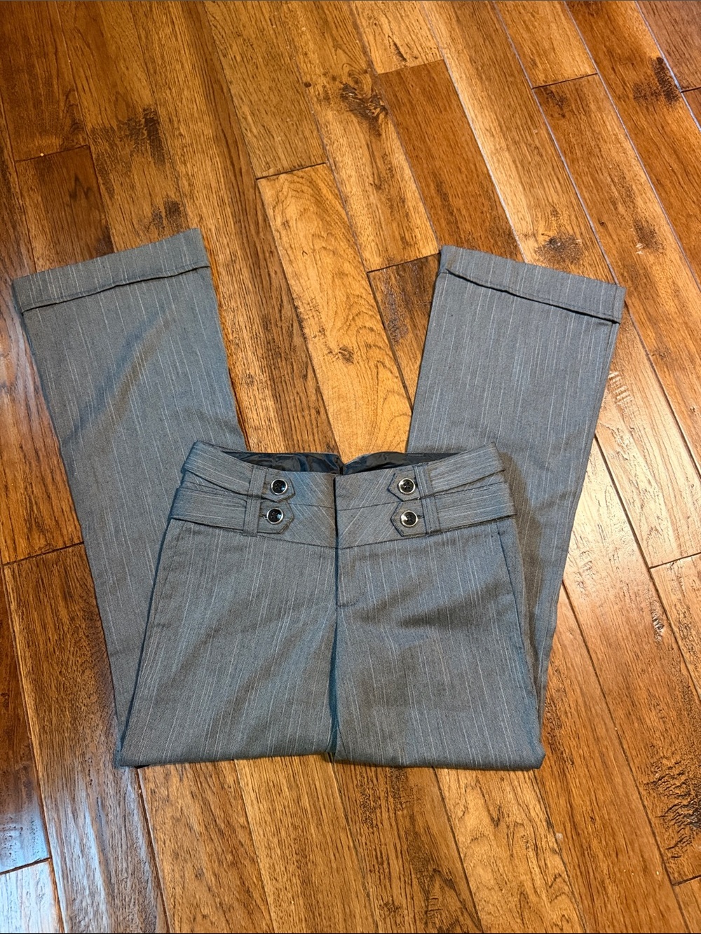HeartSoul Gray Pinstripe Mid-Rise Dress Pants